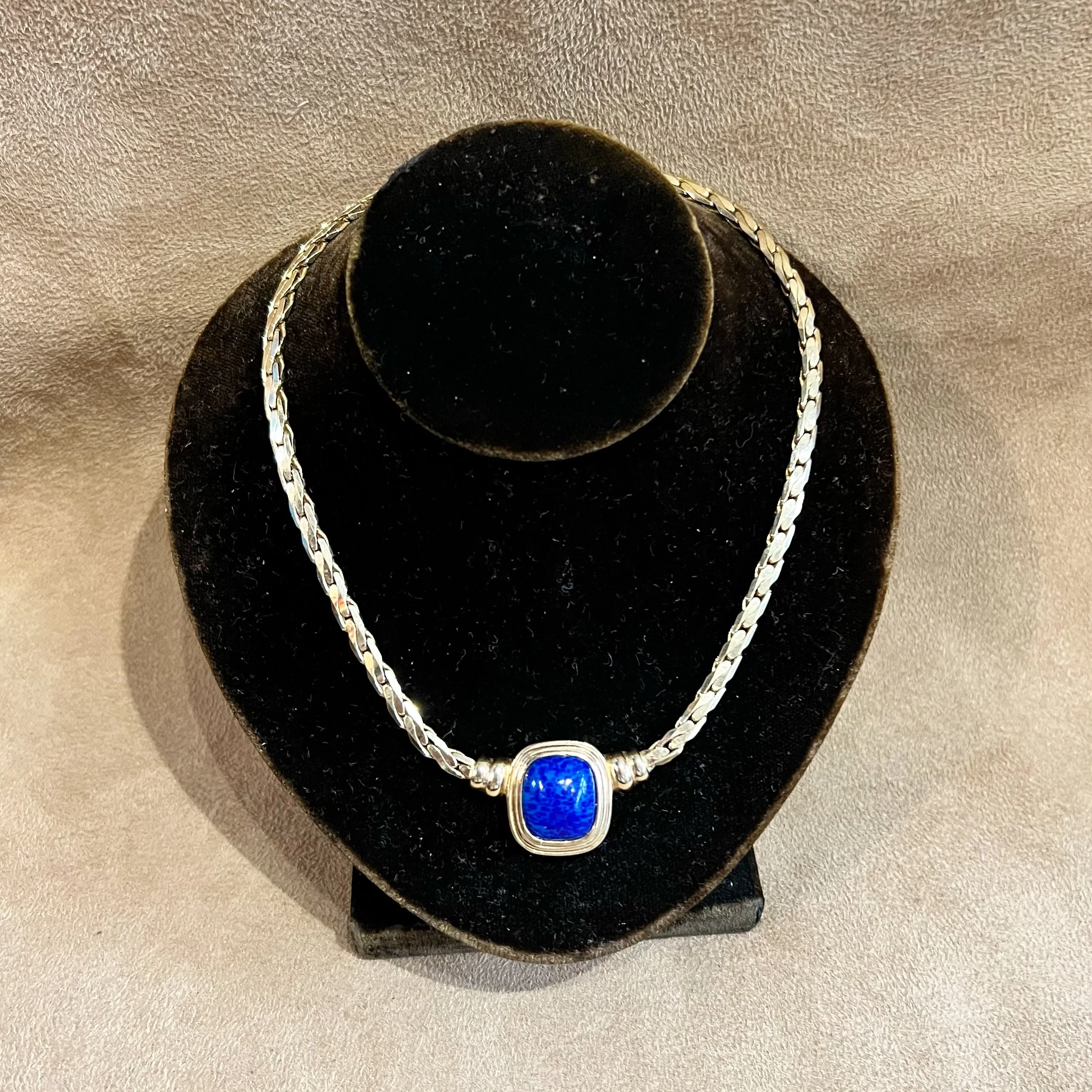 Christian Dior Lapis Blue Glass and Gold Vintage necklace
