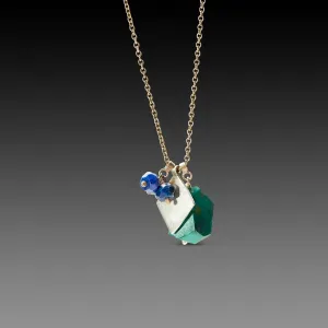 Chrysocolla and Lapis with Hammered Charm Necklace