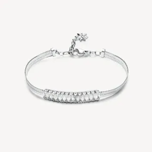 Cubic Zirconia Herringbone Bracelet in Stainless Steel