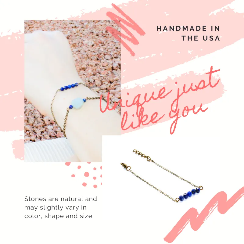 Dainty Lapis Lazuli Bar Bracelet