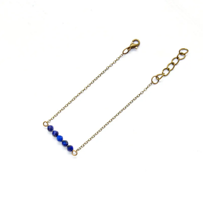 Dainty Lapis Lazuli Bar Bracelet