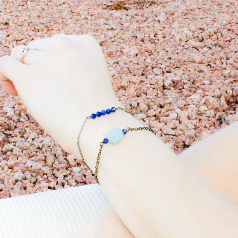 Dainty Lapis Lazuli Bar Bracelet