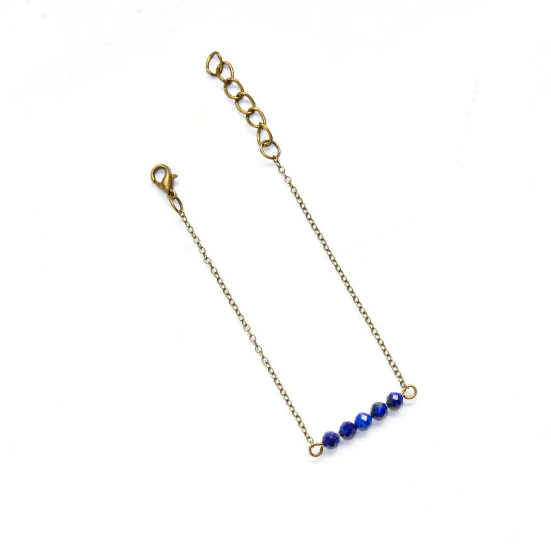 Dainty Lapis Lazuli Bar Bracelet