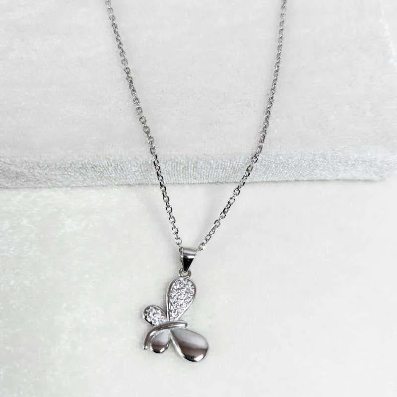 Dancing Butterfly Necklace with Zirconia Stones