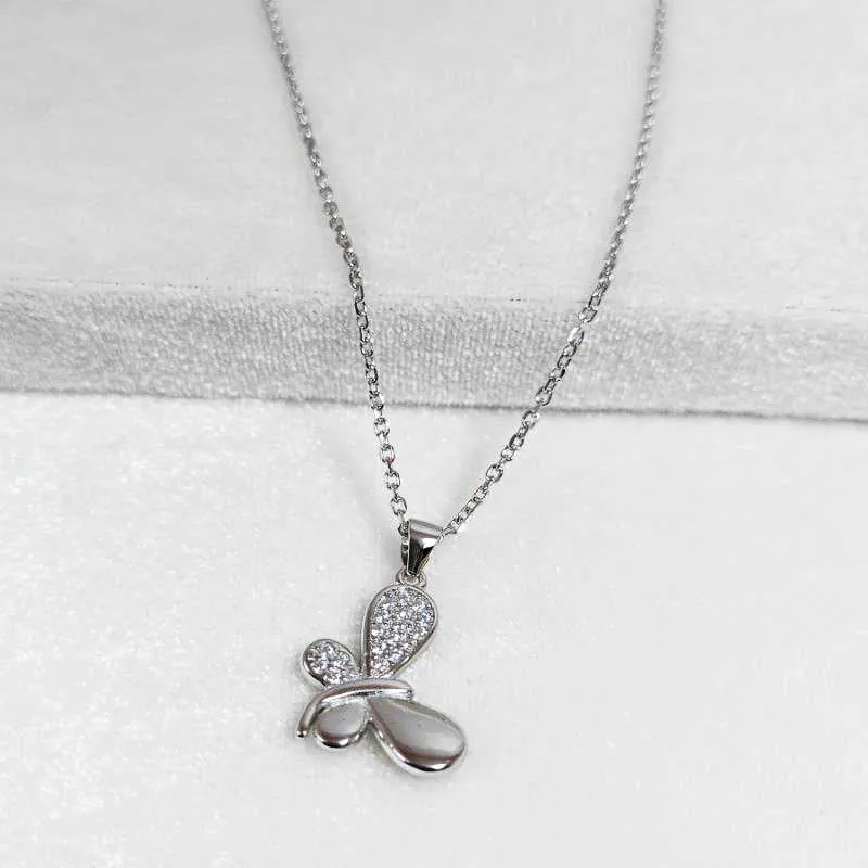 Dancing Butterfly Necklace with Zirconia Stones