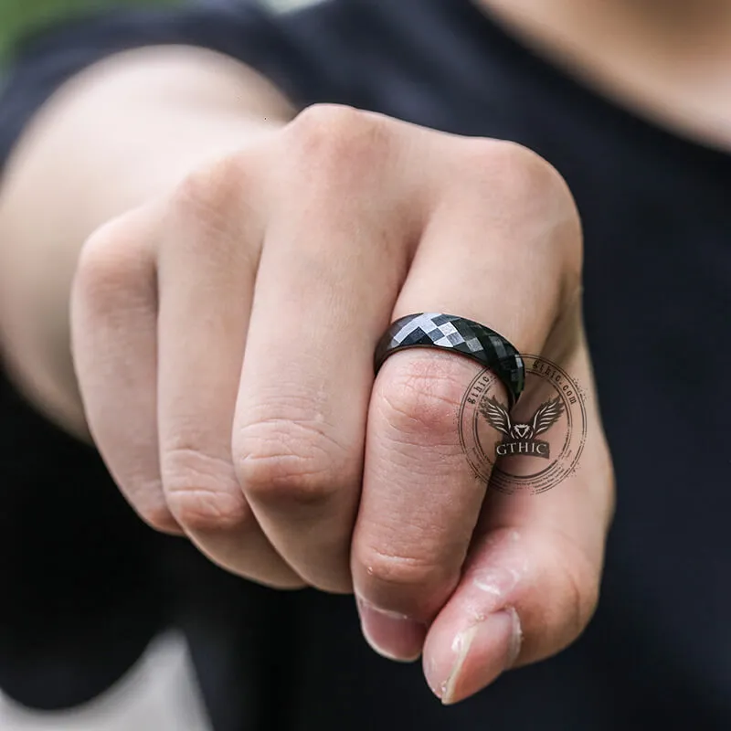 Diamond Faceted Engagement Ceramic Ring