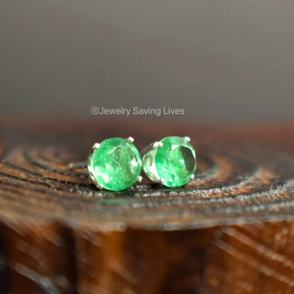 Faceted Natural Emerald Doublet Earrings
