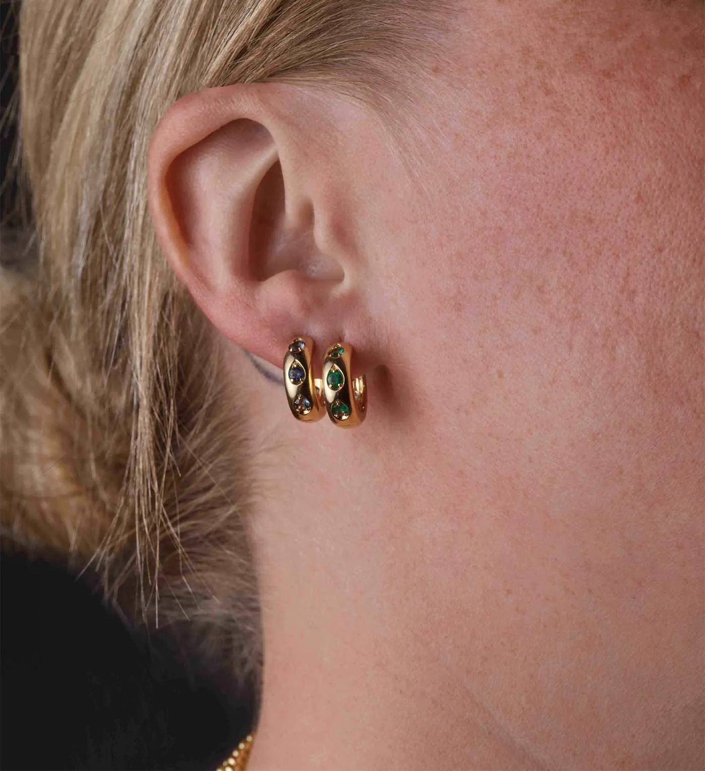 Forever & Always a Pair - Love : Emerald Gemstone Hoop