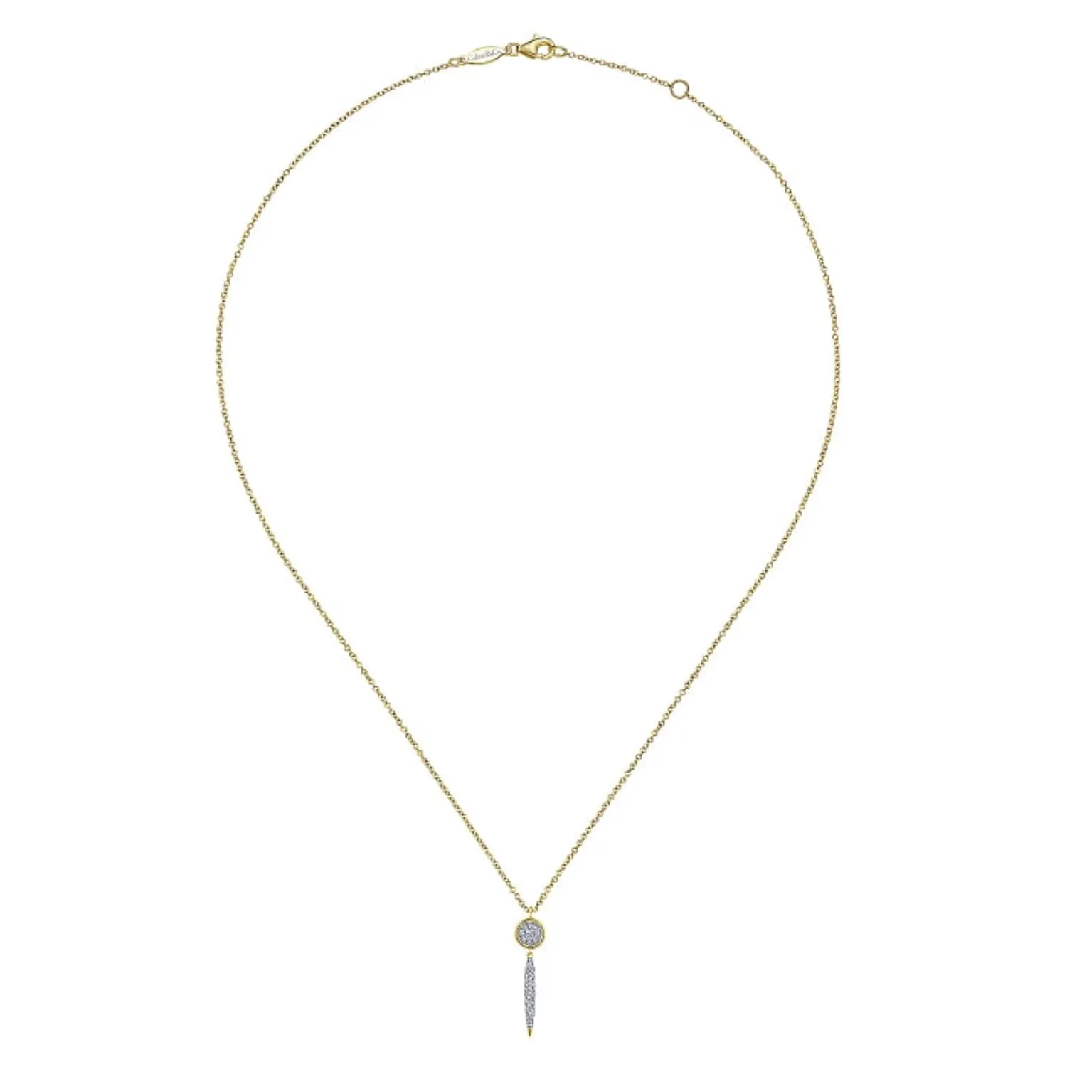 Gabriel & Co. Round Cluster Diamond and Spike Drop Pendant Necklace