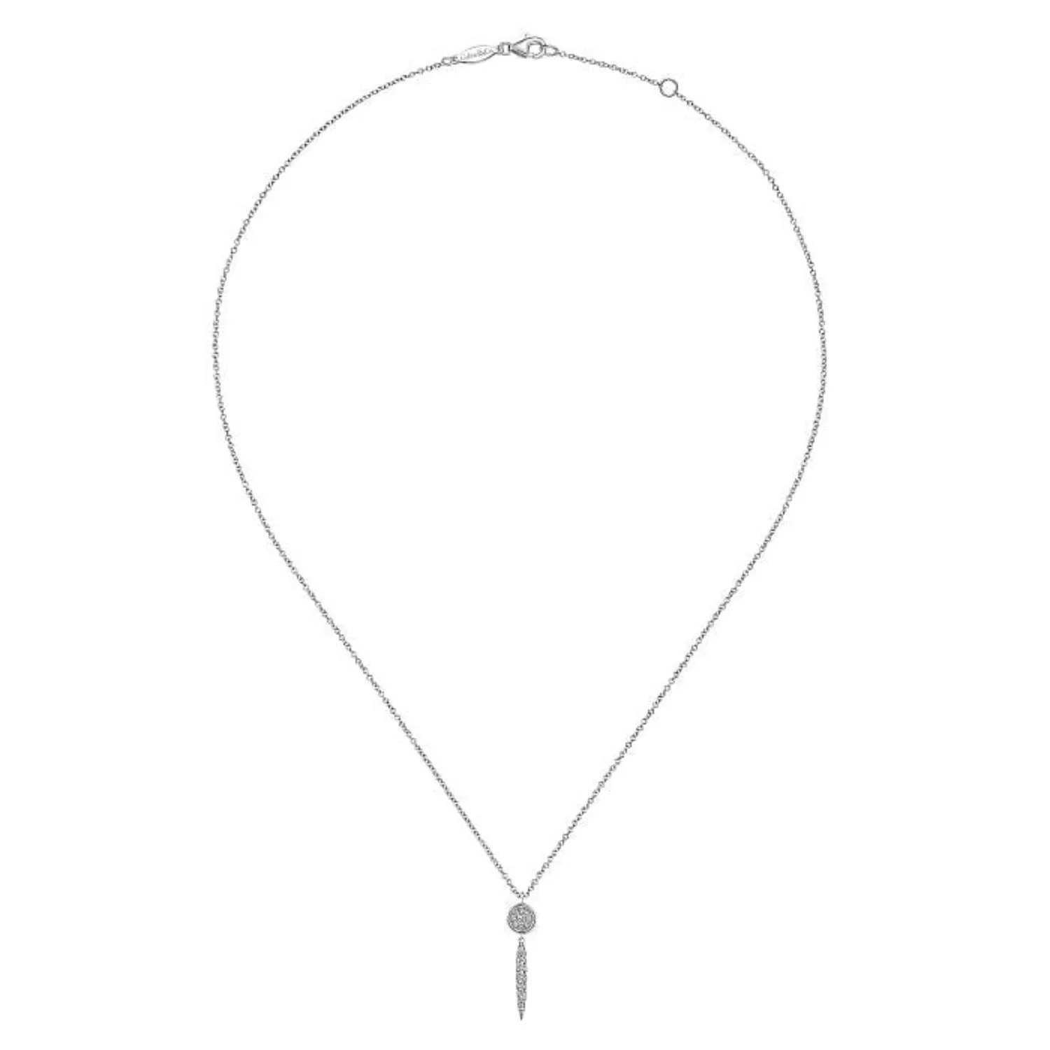 Gabriel & Co. Round Cluster Diamond and Spike Drop Pendant Necklace