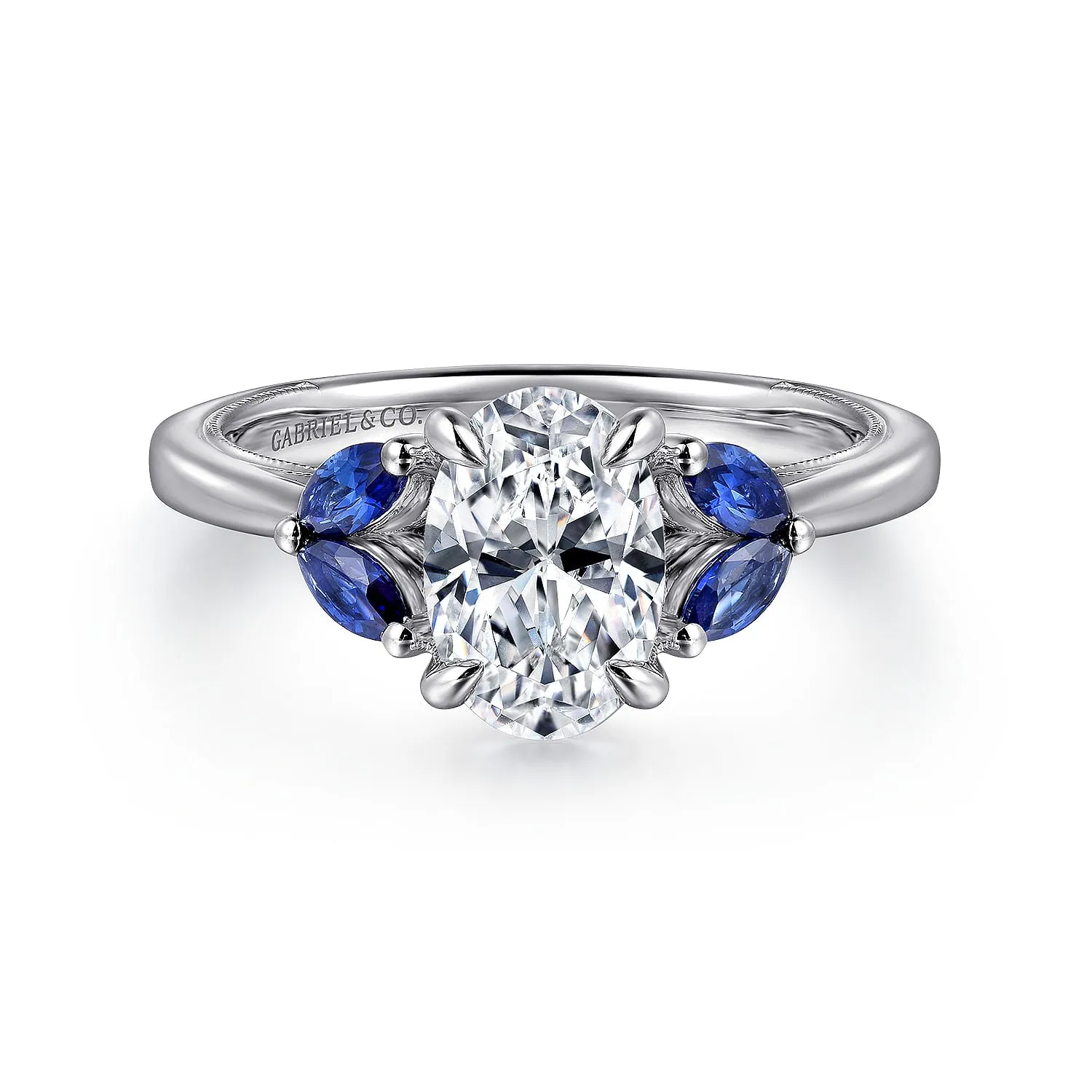 Gabriel & Co. White Gold Side Stones Marquise Diamond Engagement Ring ER16244O6W44SA
