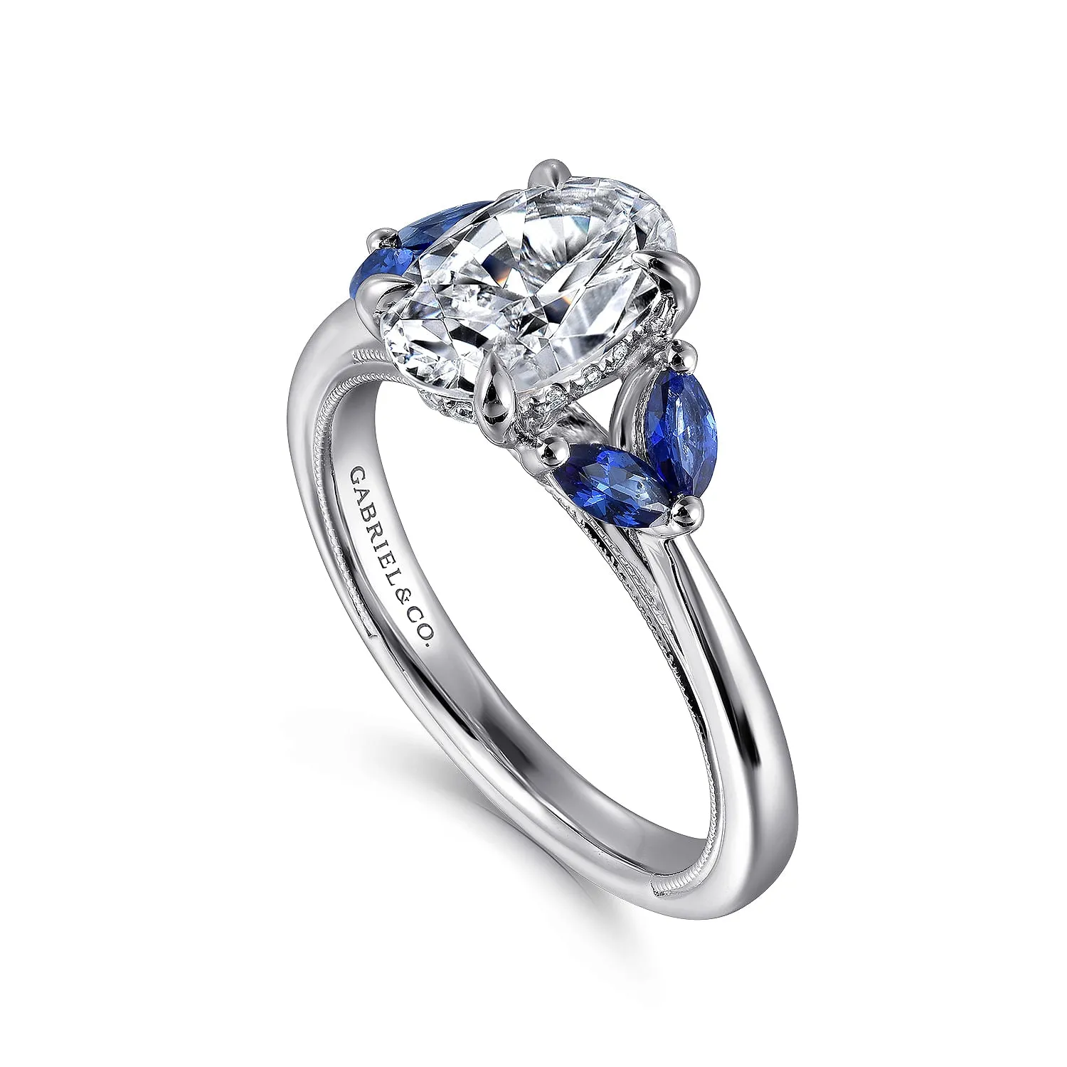 Gabriel & Co. White Gold Side Stones Marquise Diamond Engagement Ring ER16244O6W44SA