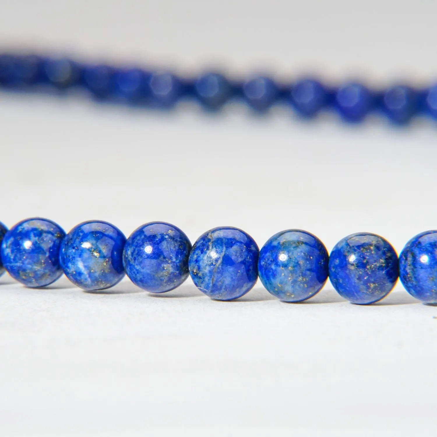 Genuine Lapis Lazuli Beaded Necklce (6mm)