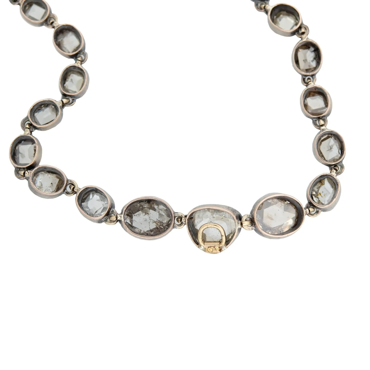 Georgian 15kt/Sterling Rose Cut   Table Cut Diamond Riviera Necklace 5ctw