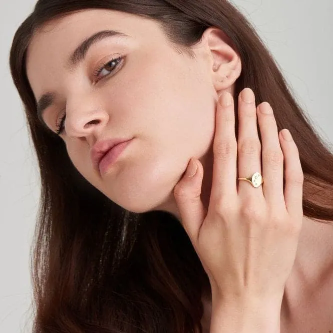Gold Starry Kyoto Opal Adjustable Signet Ring R034-02G