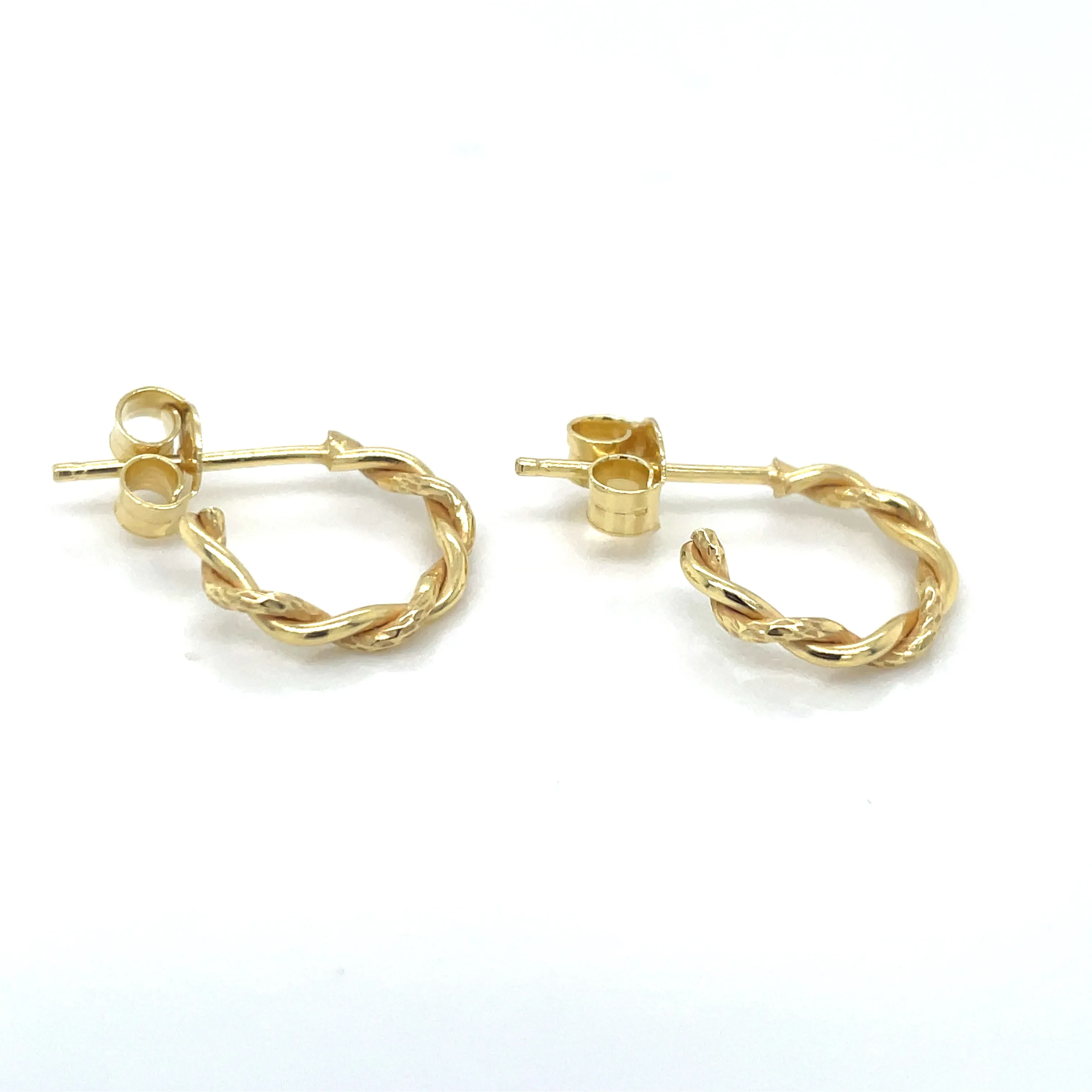 Golden Twisted Half Hoop Studs