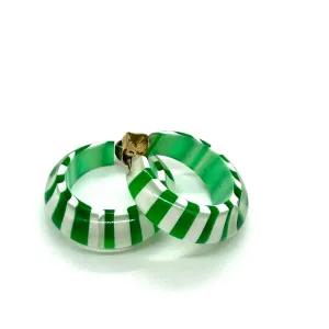 Green & White Encased Best Plastics Hoops - Clip On - Estate