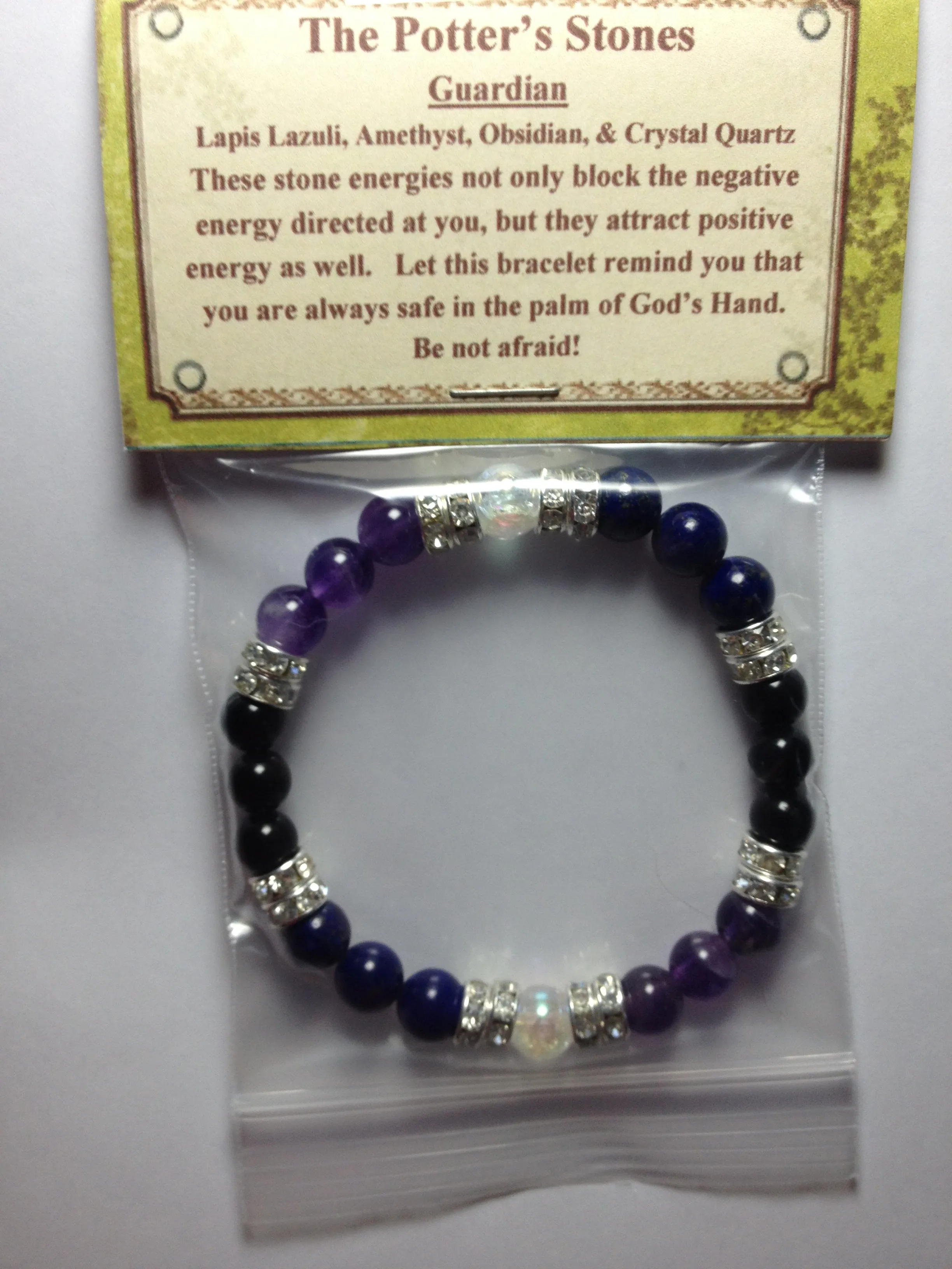 Guardian: Lapis Lazuli, Amethyst, & Obsidian Beaded Energy Stretch Bracelet