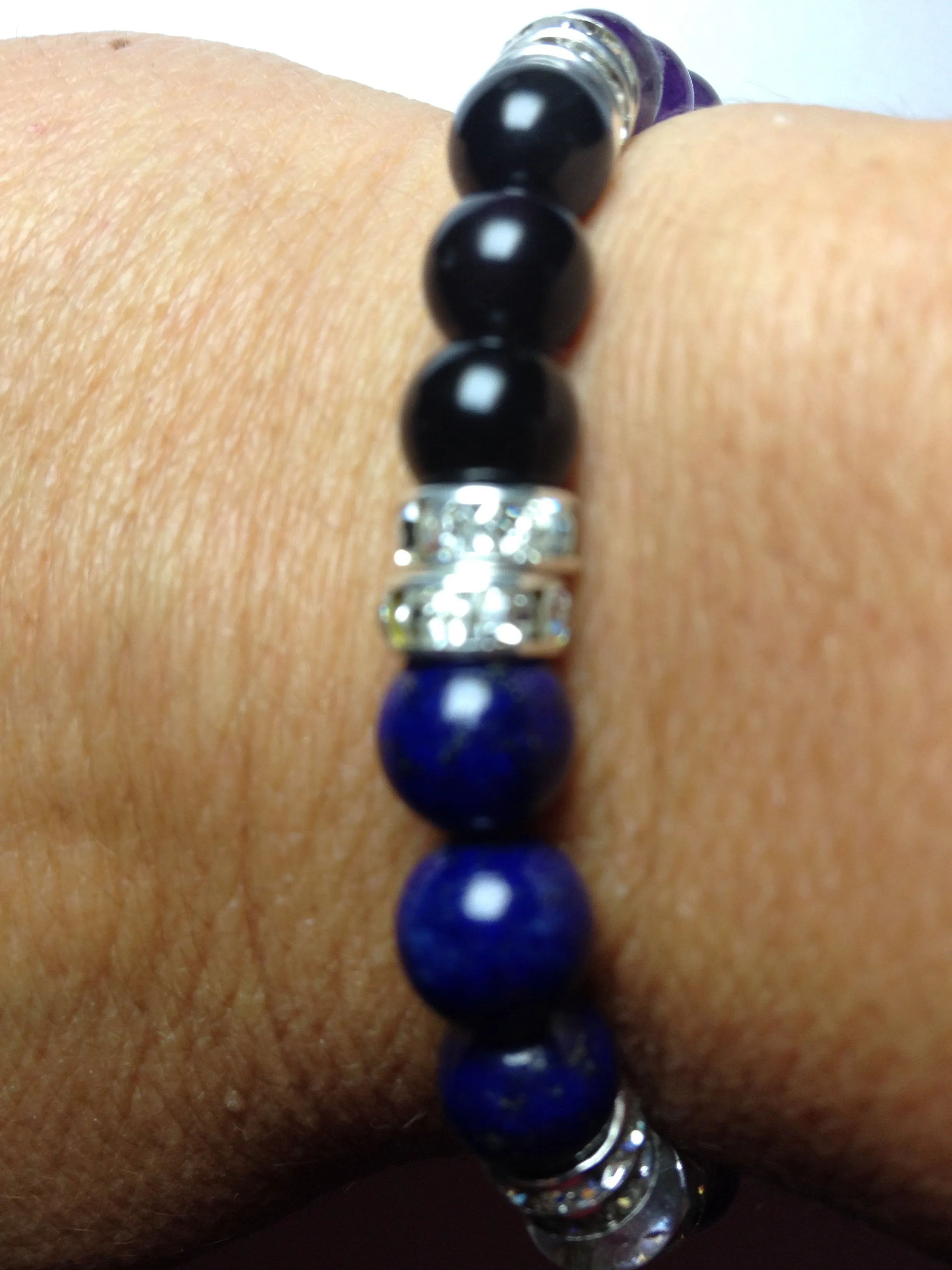 Guardian: Lapis Lazuli, Amethyst, & Obsidian Beaded Energy Stretch Bracelet