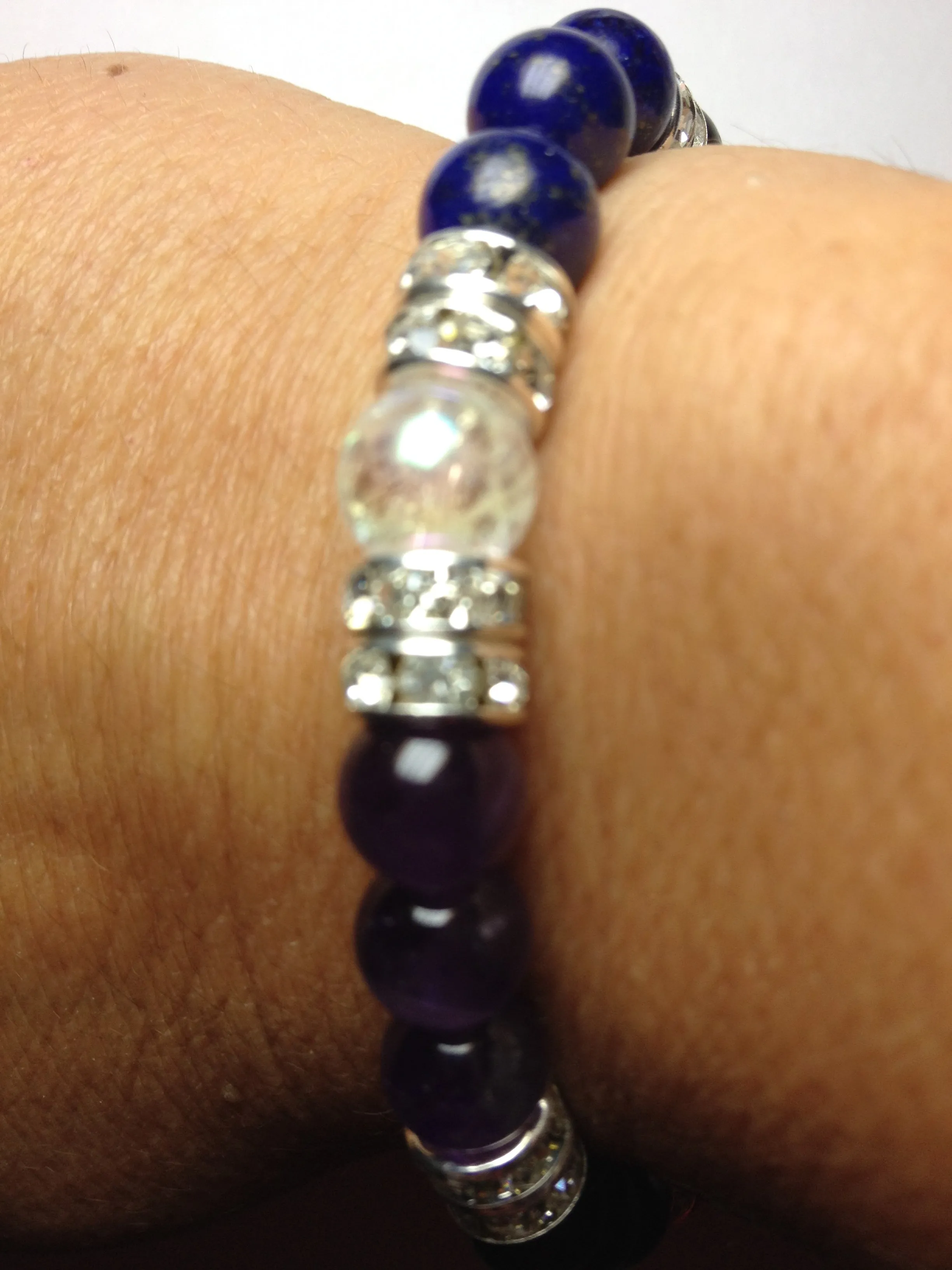 Guardian: Lapis Lazuli, Amethyst, & Obsidian Beaded Energy Stretch Bracelet