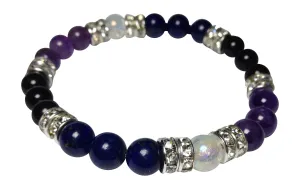 Guardian: Lapis Lazuli, Amethyst, & Obsidian Beaded Energy Stretch Bracelet