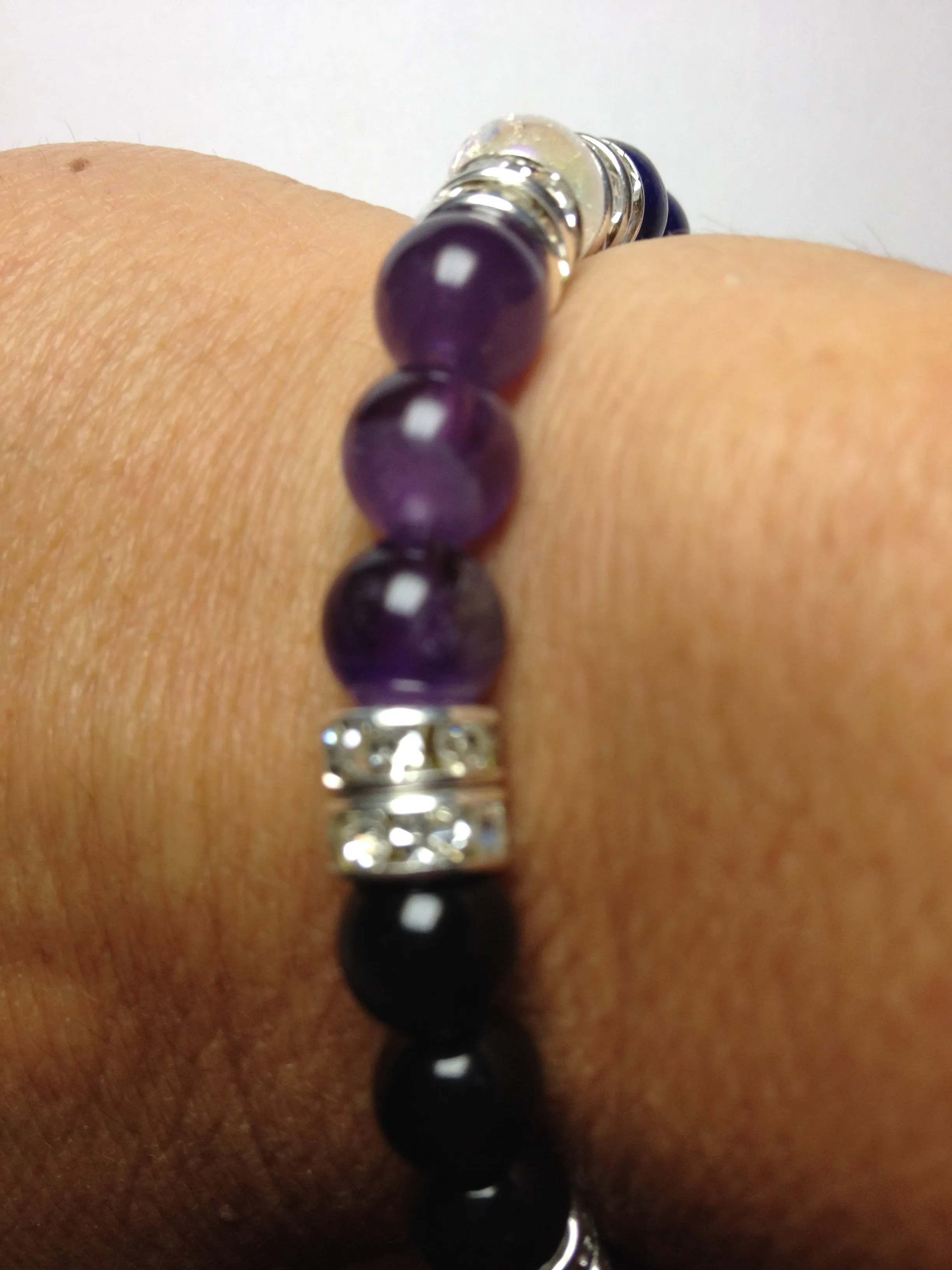 Guardian: Lapis Lazuli, Amethyst, & Obsidian Beaded Energy Stretch Bracelet