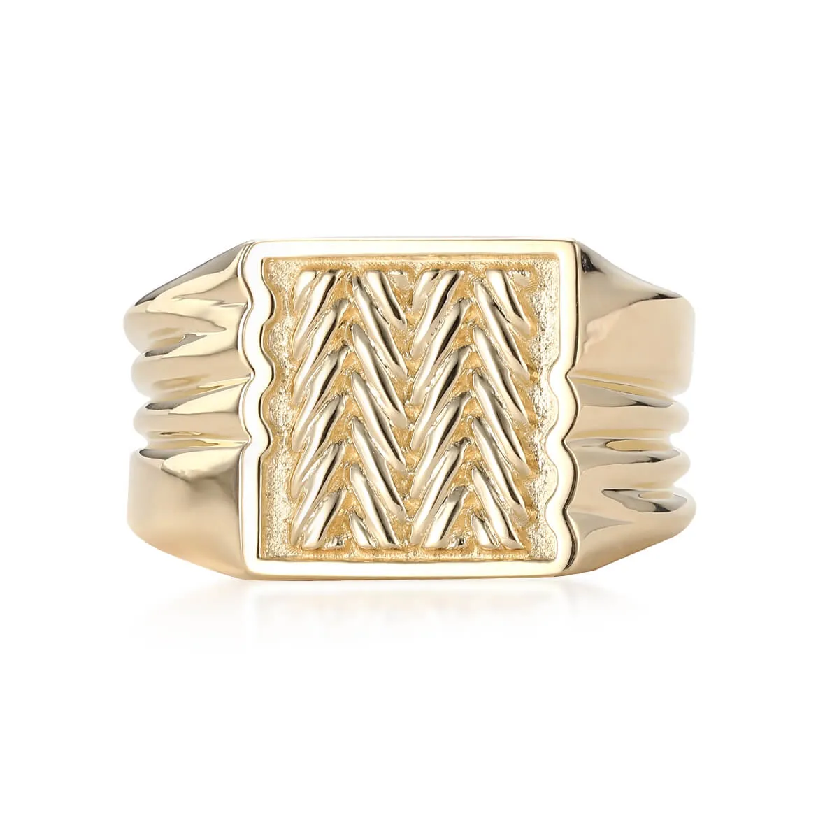 Herringbone Pattern Signet Ring