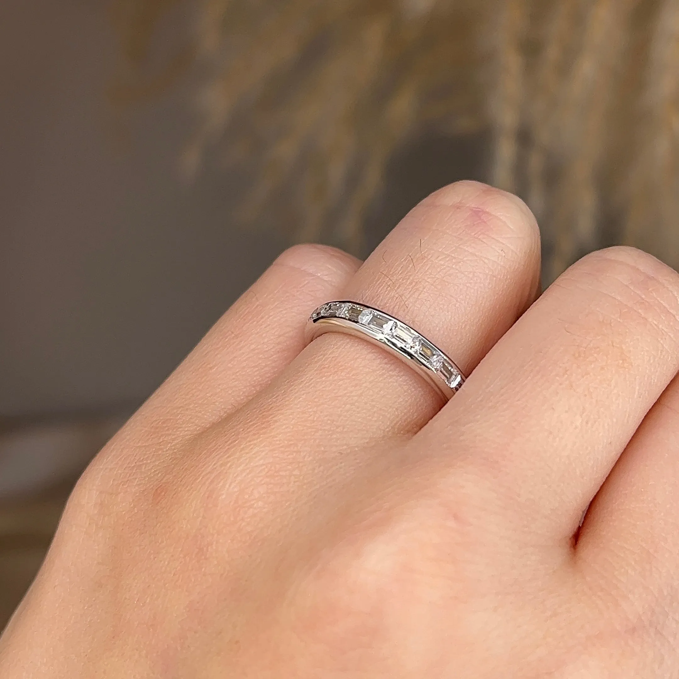 Horizontal Baguette Diamond Channel Set Eternity Band Wedding Ring CHBG