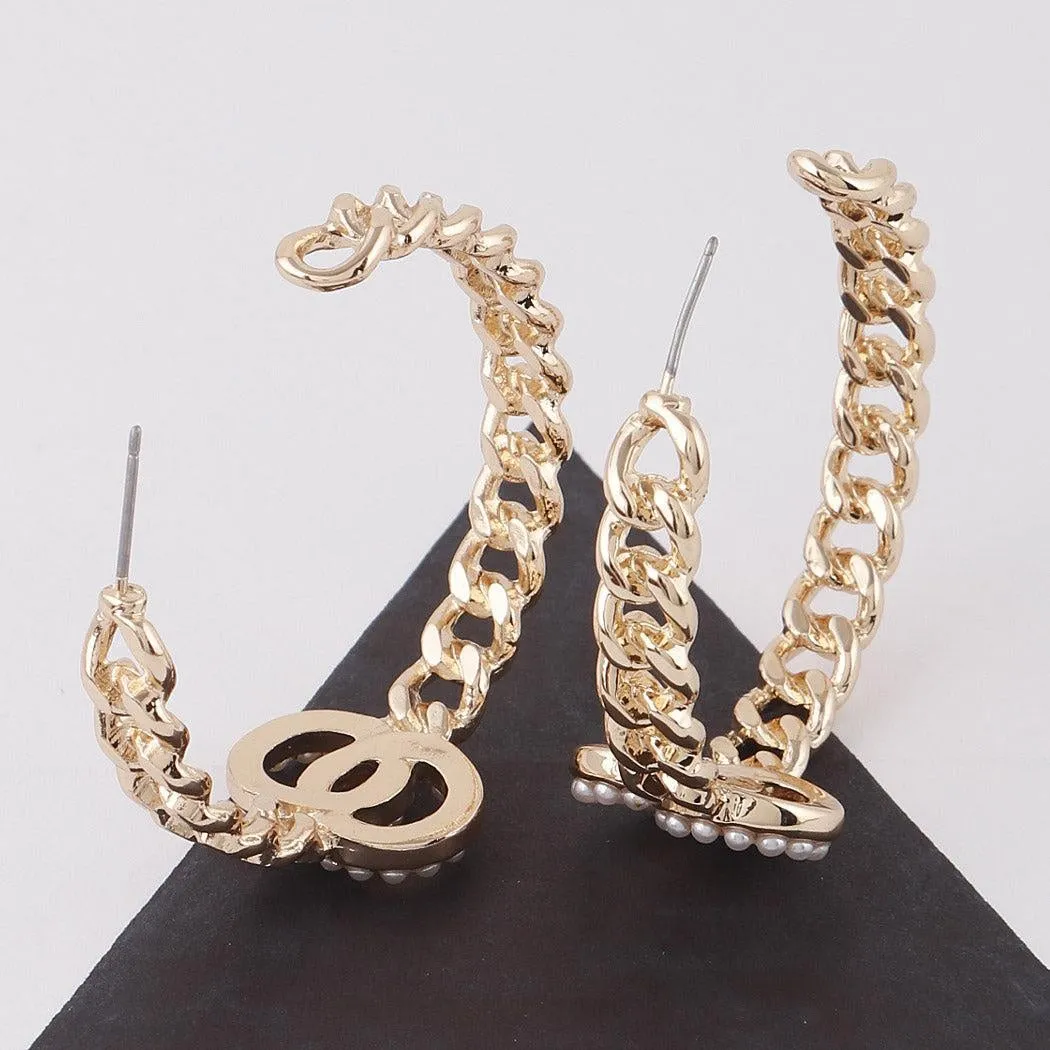 Jeweled Golden Hoop Earrings