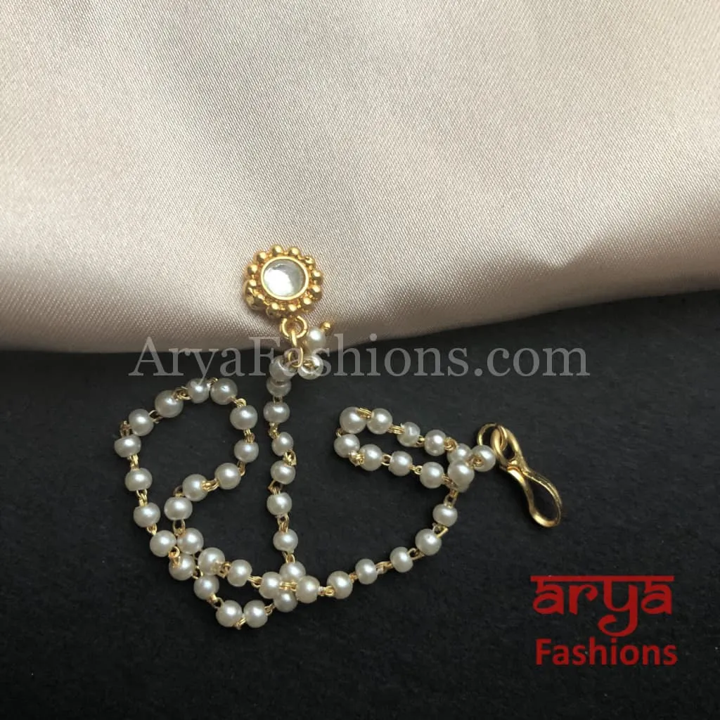 Kundan CZ non piercing nose ring/ Pacchi Kundan Nose Clip/ Kundan Bridal Nosepin