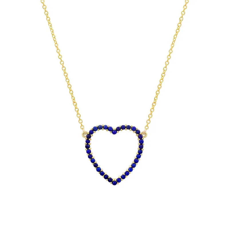 Lapis Open Heart Necklace
