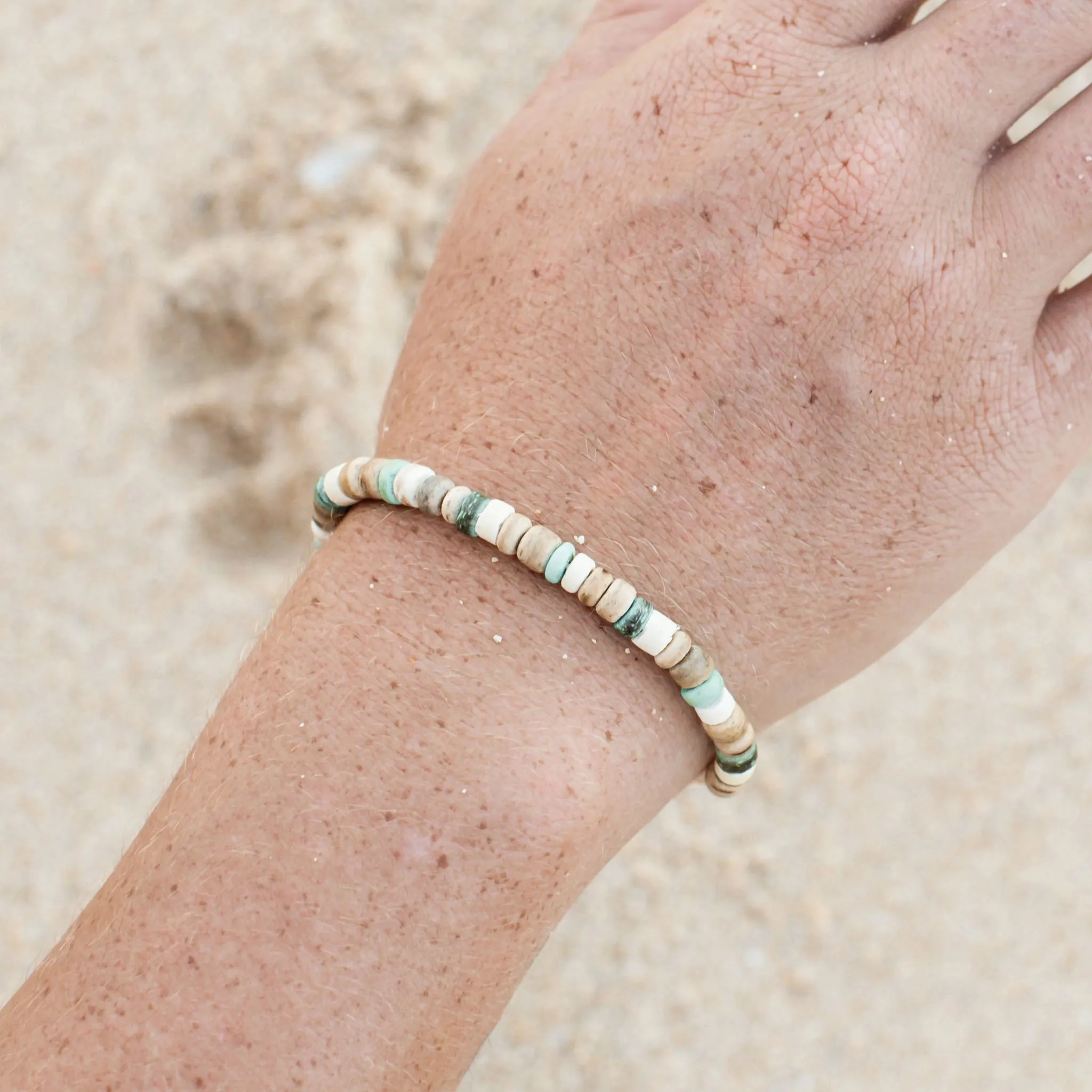 Laut Turquoise & Wood Beaded Bracelet