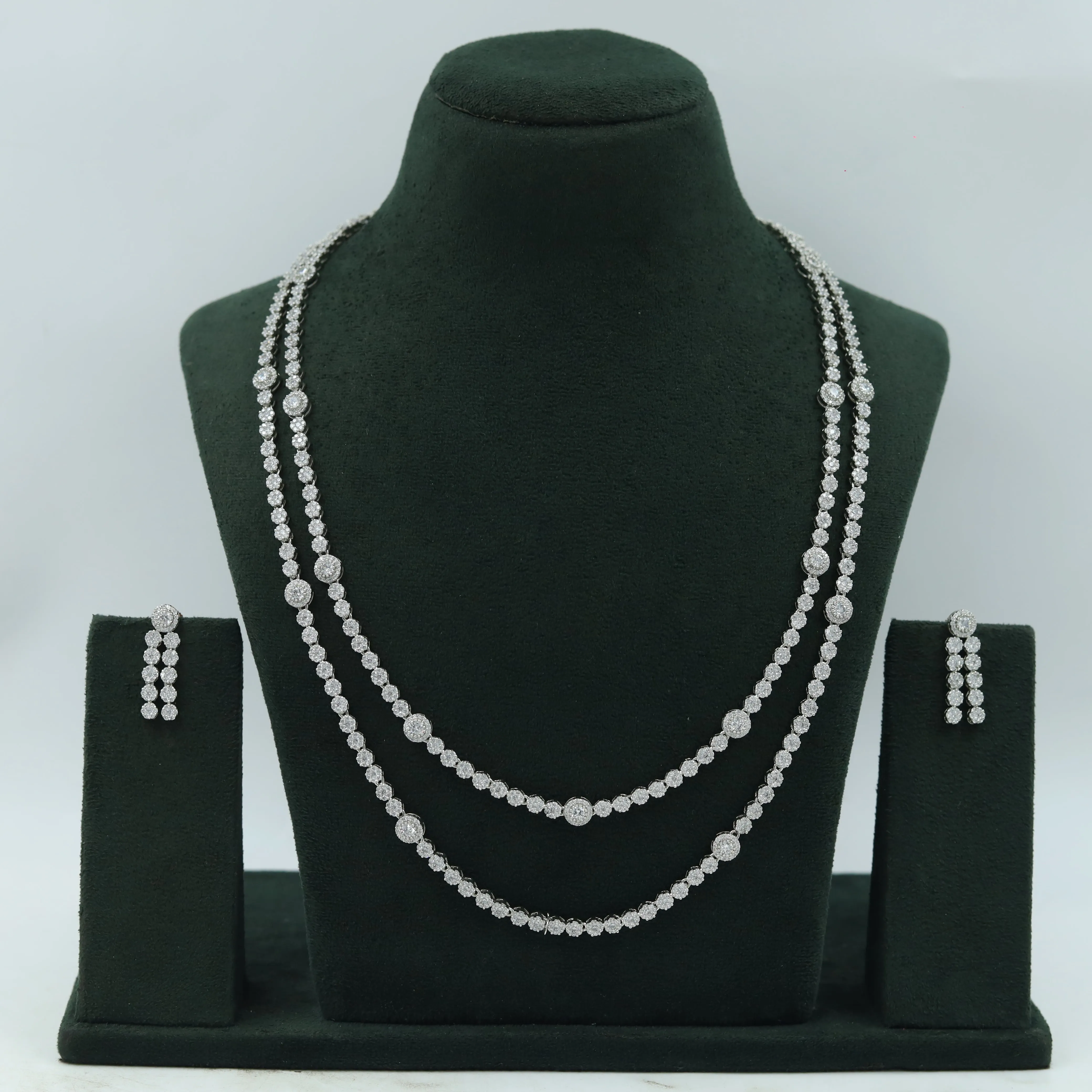 Long Neck Zircon/AD Necklace Set 10616-68