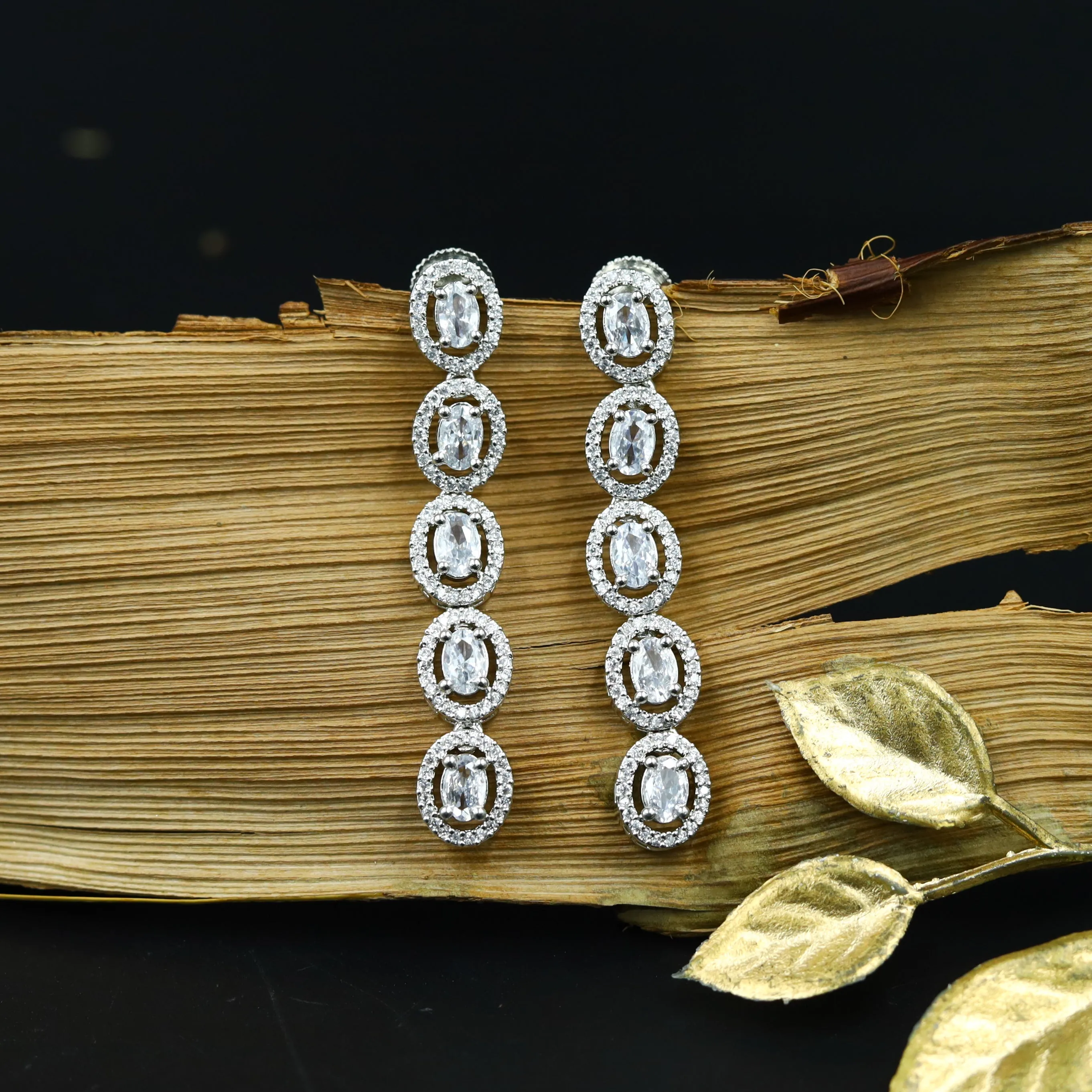 Long Neck Zircon/AD Necklace Set 12551-28