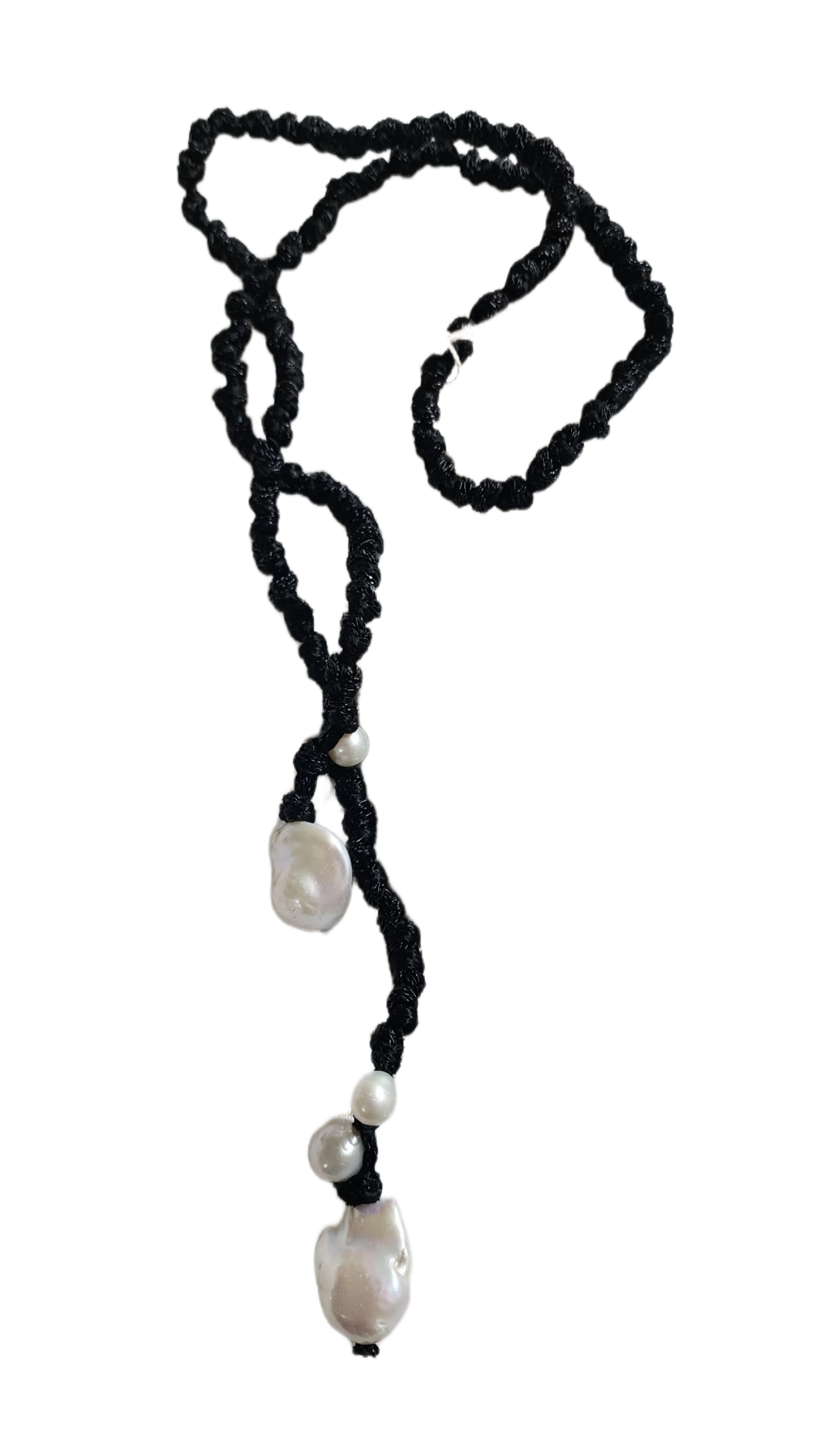 Mela lariat with drop Pearls - Black