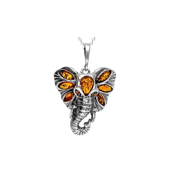 MILENA Baltic Amber Elephant Necklace