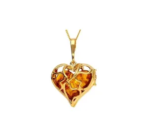 MILENA Baltic Amber Gold Plated Heart Necklace