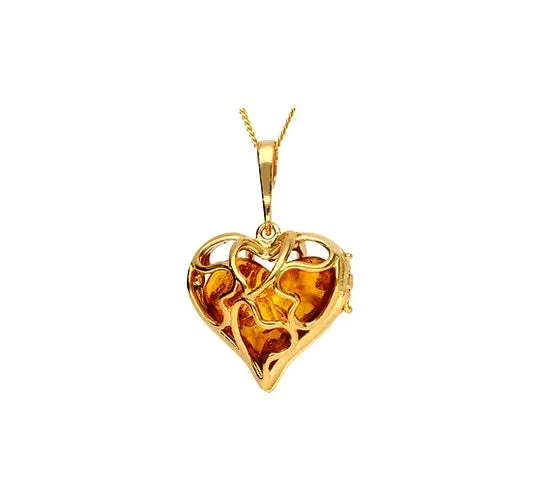 MILENA Baltic Amber Gold Plated Heart Necklace