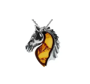 MILENA Baltic Amber Horse Necklace