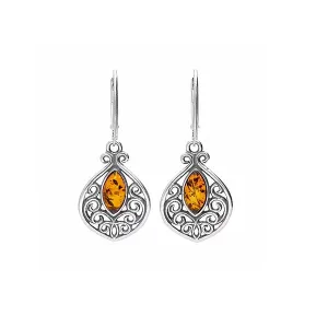 MILENA earrings Silver and Amber Vintage