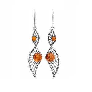 MILENA Earrings Silver and Baltic Amber - Dangle Drop