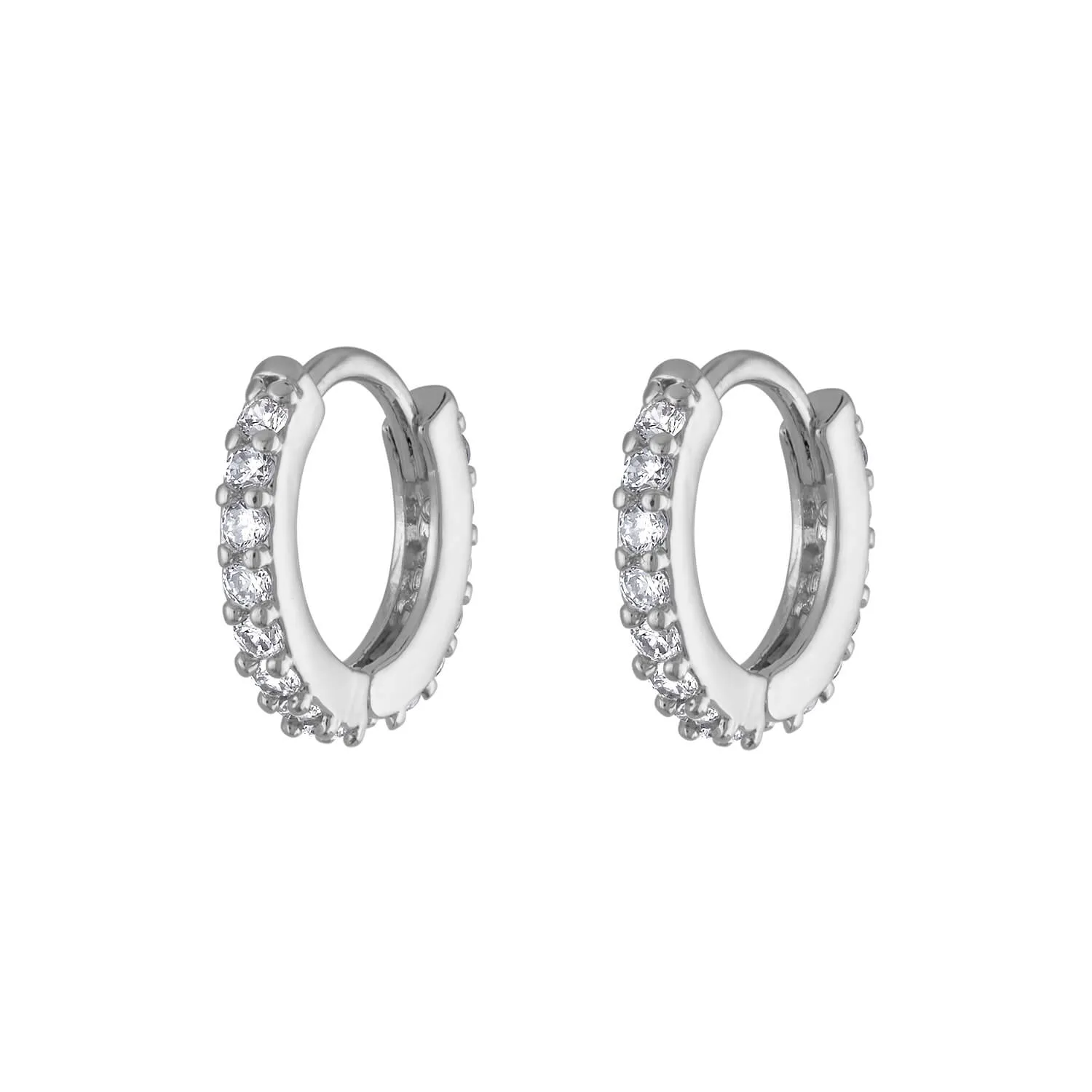 Mini Eternity Hoop Earrings in Sterling Silver