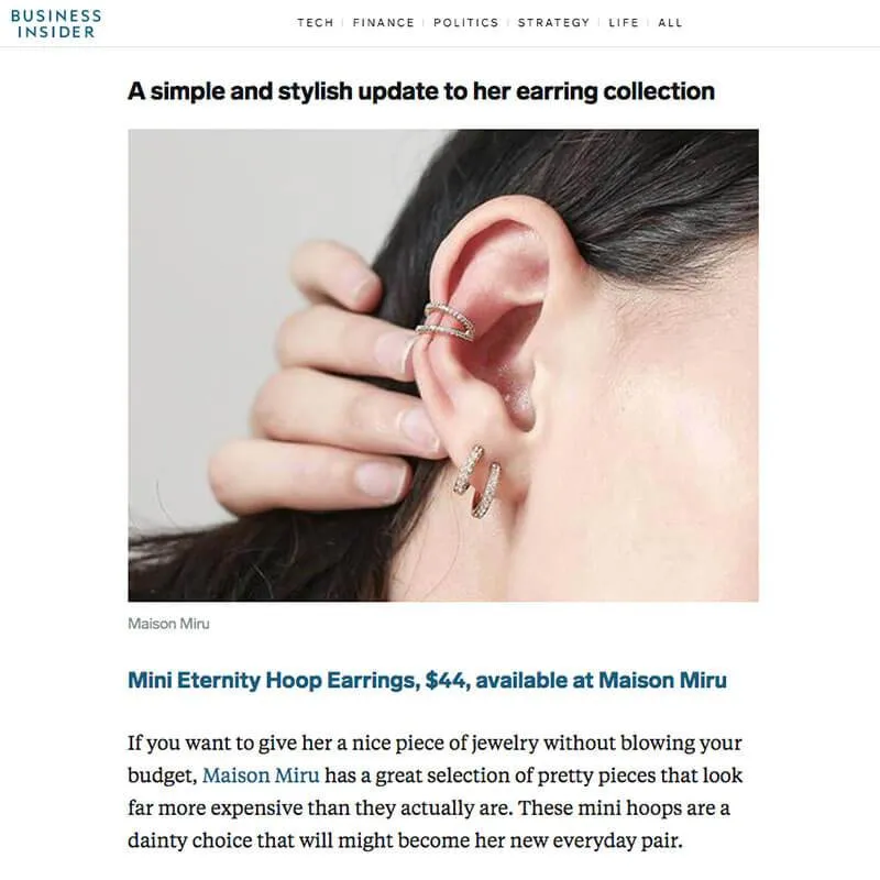 Mini Eternity Hoop Earrings in Sterling Silver