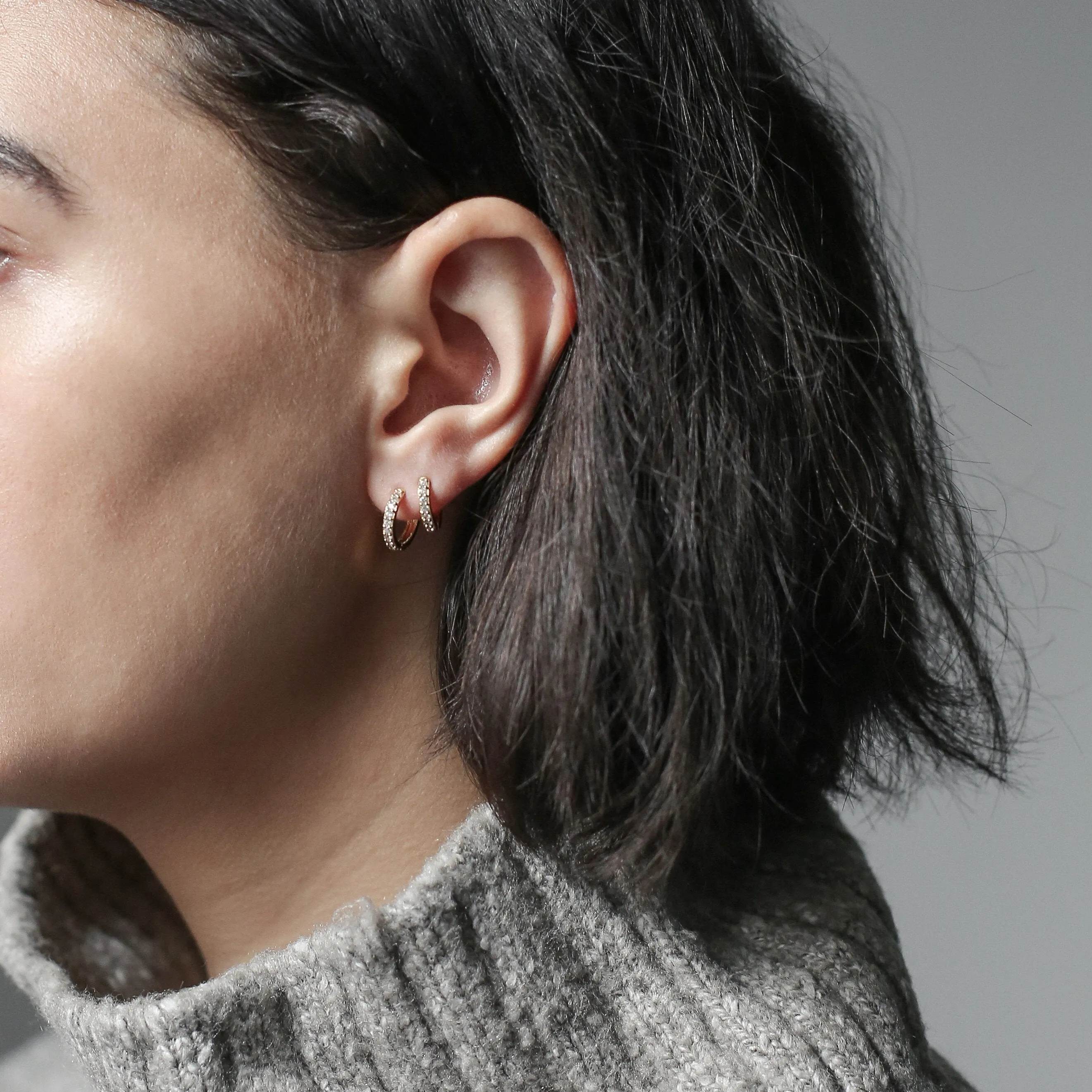 Mini Eternity Hoop Earrings in Sterling Silver