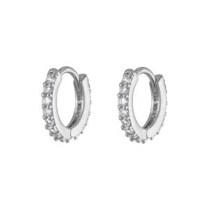 Mini Eternity Hoop Earrings in Sterling Silver
