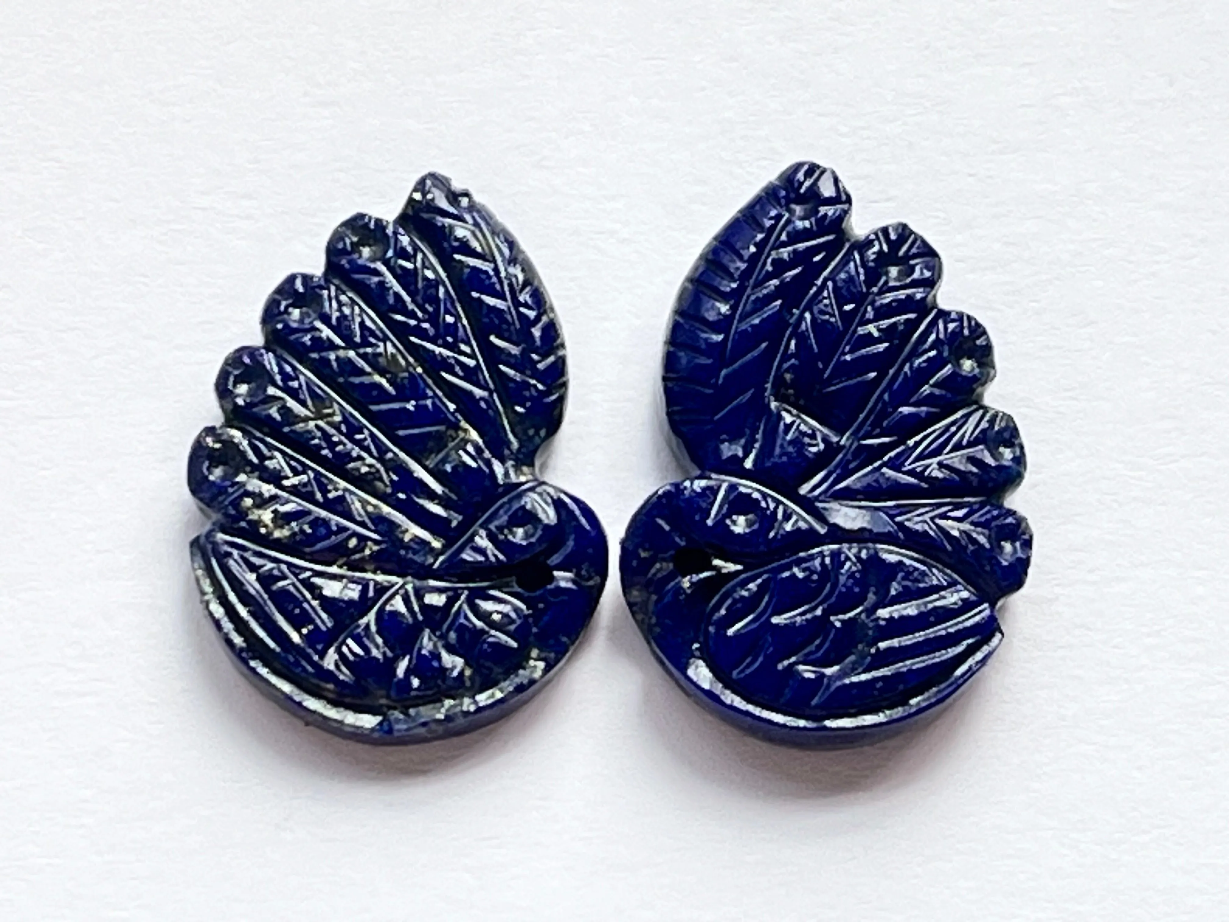 Natural Lapis Lazuli Gemstone Hand-Carved Peacock Pair