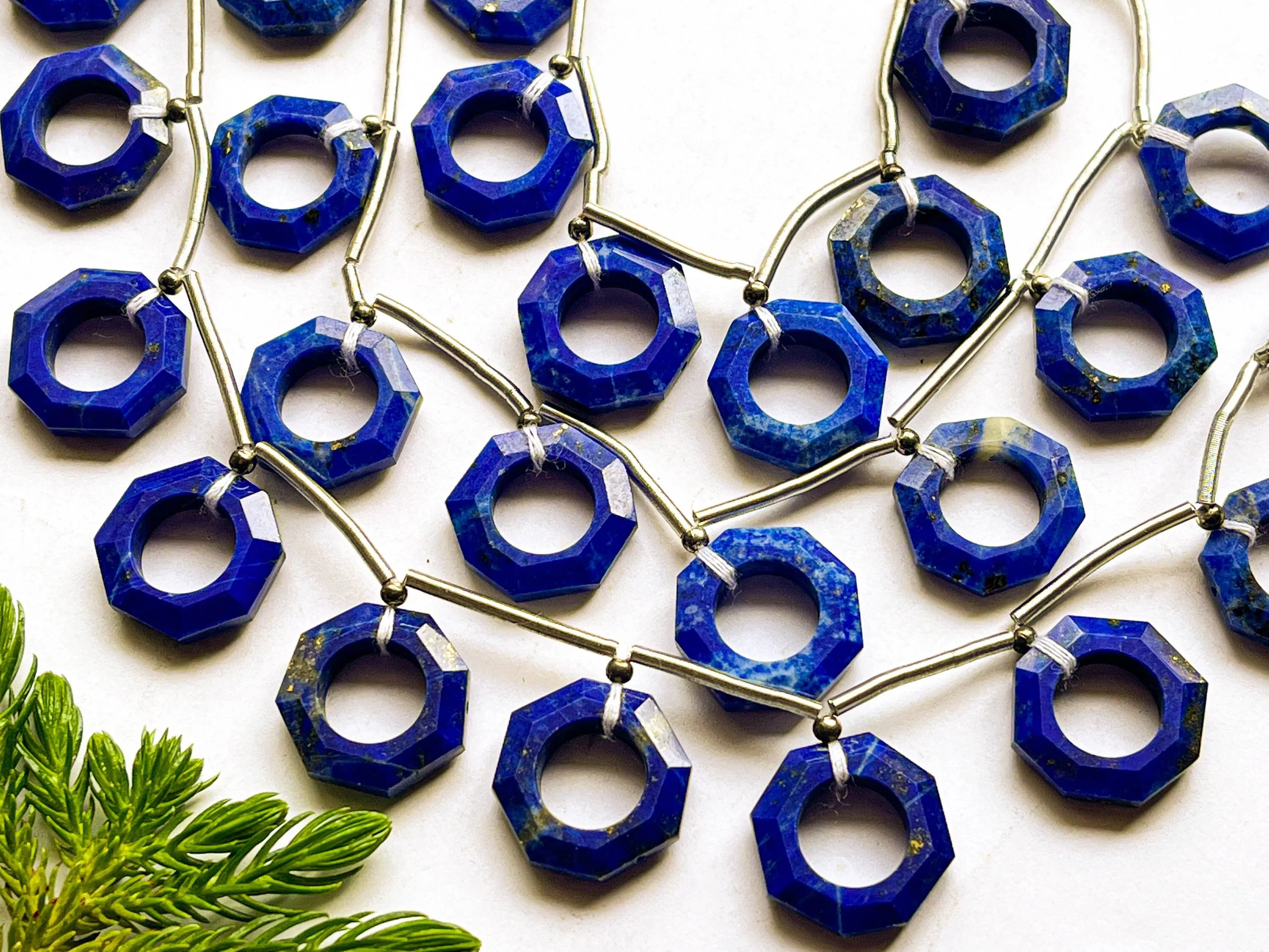 Natural LAPIS LAZULI Octagon Shape Faceted Hoop Beads