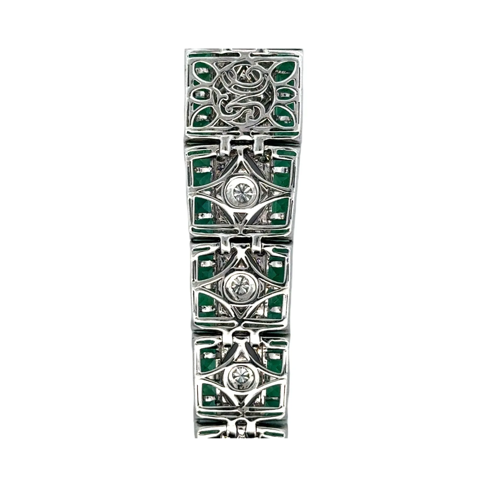 New Aristocrat Art Deco Reproduction 12.37 cttw Fine Emerald and Diamond Bracelet 10847