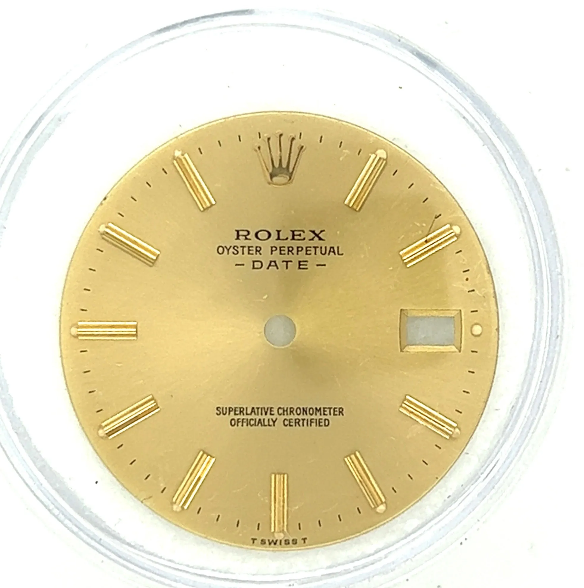 NOS 1987 14kt Gold Rolex Date ref 15037 Turquoise