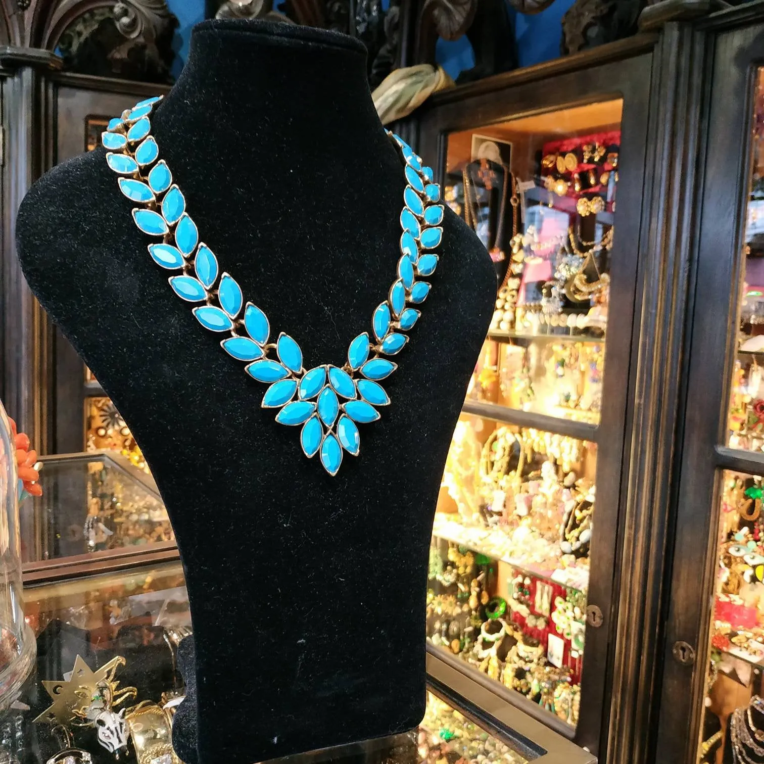 Oscar De La Renta Turquoise Blue Statement Necklace